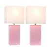 (2 pk) 21" Monaco Avenue Modern Leather Table Lamp Pink - Elegant Designs