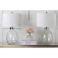 Set of 2 Neville Glass Table Lamp (Includes LED Light Bulb) Clear - Safavieh