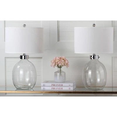 Set of 2 Neville Glass Table Lamp (Includes LED Light Bulb) Clear - Safavieh 1 Set of 2 Neville Glass Table Lamp (Includes LED Light Bulb) Clear - Safavieh