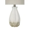 19" Textured Ceramic Accent Table Lamp with Linen Shade (Includes LED Light Bulb) White - Cresswell Lighting