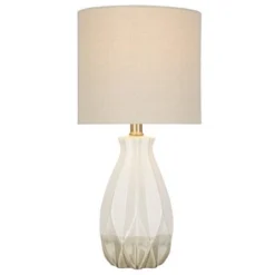 19" Textured Ceramic Accent Table Lamp with Linen Shade (Includes LED Light Bulb) White - Cresswell Lighting -Deals A Radiant Den Store unnamed file 4016