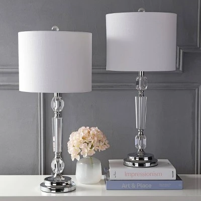 JONATHAN Y 27" (Set of 2) Victoria Crystal Table Lamp (Includes LED Light Bulb) Clear - JONATHAN Y 2 JONATHAN Y 27" (Set of 2) Victoria Crystal Table Lamp (Includes LED Light Bulb) Clear - JONATHAN Y - Image 2