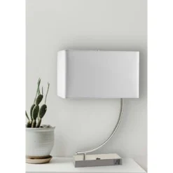 22.5" Modern Metal Table Lamp with Unique Base Silver - Ore International