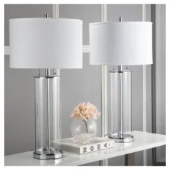 (Set of 2) 31" Velma Table Lamp Clear (Includes CFL Light Bulb) - Safavieh