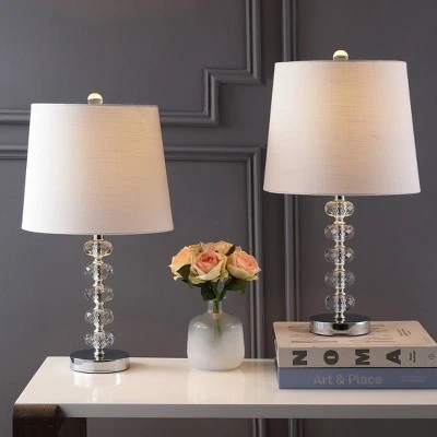 JONATHAN Y 22" (Set of 2) Kevin Glass/Metal Table Lamp (Includes LED Light Bulb) Clear/Chrome - JONATHAN Y 1 JONATHAN Y 22" (Set of 2) Kevin Glass/Metal Table Lamp (Includes LED Light Bulb) Clear/Chrome - JONATHAN Y