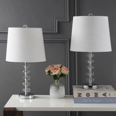 JONATHAN Y 22" (Set of 2) Kevin Glass/Metal Table Lamp (Includes LED Light Bulb) Clear/Chrome - JONATHAN Y 2 JONATHAN Y 22" (Set of 2) Kevin Glass/Metal Table Lamp (Includes LED Light Bulb) Clear/Chrome - JONATHAN Y - Image 2