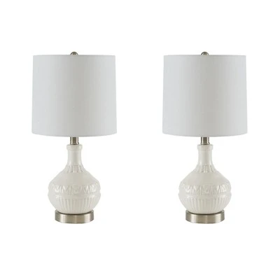 510 Design 20.5" Textured Ceramic Table Lamp White 2 510 Design 20.5" Textured Ceramic Table Lamp White - Image 2