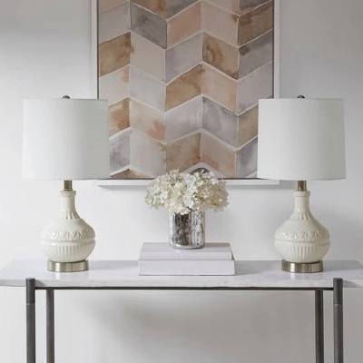 510 Design 20.5" Textured Ceramic Table Lamp White 3 510 Design 20.5" Textured Ceramic Table Lamp White - Image 3