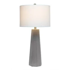 Concrete Pillar Table Lamp with Fabric Shade White - Lalia Home