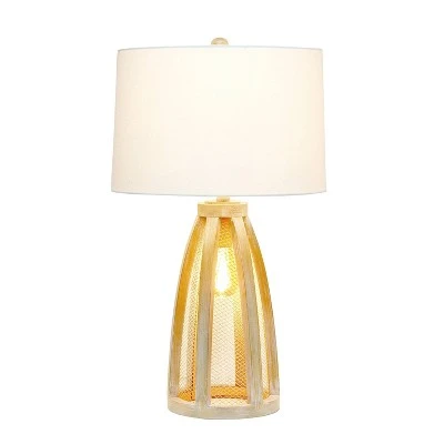 Wood Arch Farmhouse Table Lamp with Fabric Shade Natural - Lalia Home 1 Wood Arch Farmhouse Table Lamp with Fabric Shade Natural - Lalia Home
