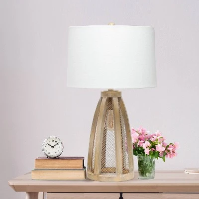 Wood Arch Farmhouse Table Lamp with Fabric Shade Natural - Lalia Home 3 Wood Arch Farmhouse Table Lamp with Fabric Shade Natural - Lalia Home - Image 3