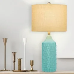 26.5" Quilted Ceramic Table Lamp with Natural Linen Drum Shade Aqua Blue - Cresswell Lighting 13 26.5" Quilted Ceramic Table Lamp with Natural Linen Drum Shade Aqua Blue - Cresswell Lighting -Deals A Radiant Den Store unnamed file 4112