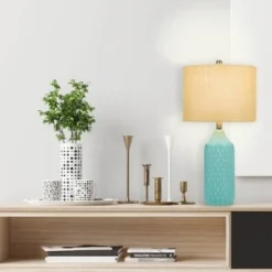 26.5" Quilted Ceramic Table Lamp with Natural Linen Drum Shade Aqua Blue - Cresswell Lighting 14 26.5" Quilted Ceramic Table Lamp with Natural Linen Drum Shade Aqua Blue - Cresswell Lighting -Deals A Radiant Den Store unnamed file 4113