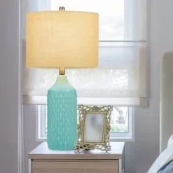 26.5" Quilted Ceramic Table Lamp with Natural Linen Drum Shade Aqua Blue - Cresswell Lighting 15 26.5" Quilted Ceramic Table Lamp with Natural Linen Drum Shade Aqua Blue - Cresswell Lighting -Deals A Radiant Den Store unnamed file 4114