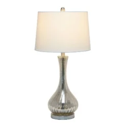 Speckled Mercury Tear Drop Table Lamp with Fabric Shade White - Lalia Home