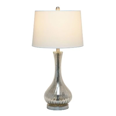 Speckled Mercury Tear Drop Table Lamp with Fabric Shade White - Lalia Home 1 Speckled Mercury Tear Drop Table Lamp with Fabric Shade White - Lalia Home