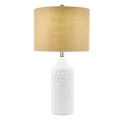 26.5" Geometric Ceramic Table Lamp with Linen Shade White - Cresswell Lighting -Deals A Radiant Den Store unnamed file 4199