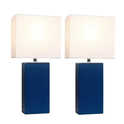 (2pk) 21" Monaco Avenue Modern Leather Table Lamp Blue - Elegant Designs 1 (2pk) 21" Monaco Avenue Modern Leather Table Lamp Blue - Elegant Designs