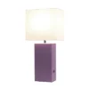 Modern Leather Table Lamp with USB and Fabric Shade Purple - Elegant Designs