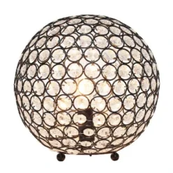 10" Elipse Crystal Ball Sequin Table Lamp Restoration Bronze - Elegant Designs