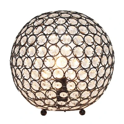 10" Elipse Crystal Ball Sequin Table Lamp Restoration Bronze - Elegant Designs 1 10" Elipse Crystal Ball Sequin Table Lamp Restoration Bronze - Elegant Designs
