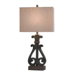 Brampton Open Scroll Design Table Lamp with Rectangle Shade Blue - StyleCraft