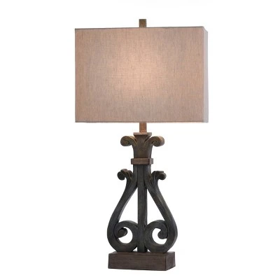Brampton Open Scroll Design Table Lamp with Rectangle Shade Blue - StyleCraft 1 Brampton Open Scroll Design Table Lamp with Rectangle Shade Blue - StyleCraft