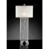 29.75" Antique Metal Table Lamp with Hanging Crystals Silver/White - Ore International