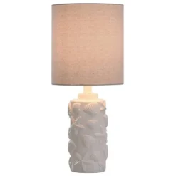 Seashell Motif Table Lamp in White with Hardback Fabric Shade - StyleCraft
