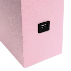 Modern Leather Table Lamp with USB and Fabric Shade Pink - Elegant Designs