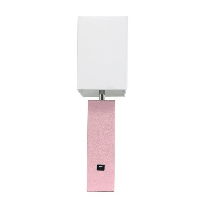Modern Leather Table Lamp with USB and Fabric Shade Pink - Elegant Designs 4 Modern Leather Table Lamp with USB and Fabric Shade Pink - Elegant Designs - Image 4