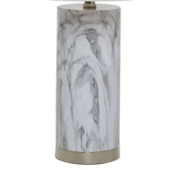 24.5" Pillar Marble Table Lamp with Accents White - Cresswell Lighting