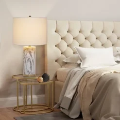 24.5" Pillar Marble Table Lamp with Accents White - Cresswell Lighting -Deals A Radiant Den Store unnamed file 4309