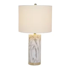 24.5" Pillar Marble Table Lamp with Accents White - Cresswell Lighting -Deals A Radiant Den Store unnamed file 4310