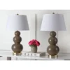Set of 2 Pamela Triple Gourd Lamp (Includes LED Light Bulb) Taupe - Safavieh