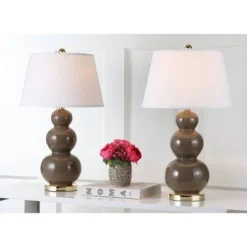 Set of 2 Pamela Triple Gourd Lamp (Includes LED Light Bulb) Taupe - Safavieh -Deals A Radiant Den Store unnamed file 4321