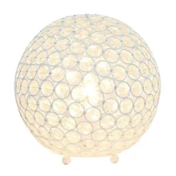10" Elipse Crystal Ball Sequin Table Lamp White - Elegant Designs