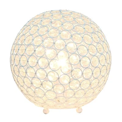 10" Elipse Crystal Ball Sequin Table Lamp White - Elegant Designs 1 10" Elipse Crystal Ball Sequin Table Lamp White - Elegant Designs