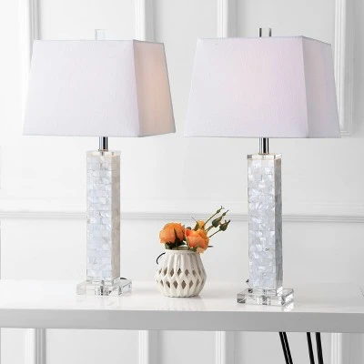 JONATHAN Y 28.5" (Set of 2) Noelle Seashell Table Lamp (Includes LED Light Bulb) White - JONATHAN Y 1 JONATHAN Y 28.5" (Set of 2) Noelle Seashell Table Lamp (Includes LED Light Bulb) White - JONATHAN Y