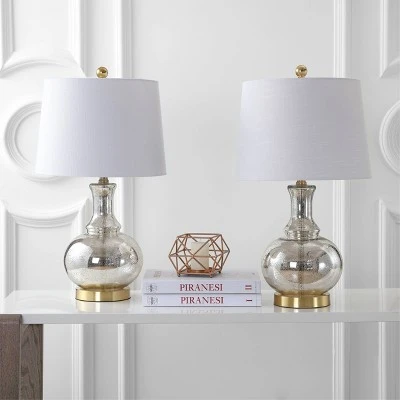 JONATHAN Y 25" (Set of 2) Lavelle Glass Table Lamps (Includes LED Light Bulb) - JONATHAN Y Cobalt 2 JONATHAN Y 25" (Set of 2) Lavelle Glass Table Lamps (Includes LED Light Bulb) - JONATHAN Y Cobalt - Image 2