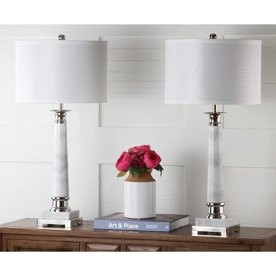(Set of 2) 31" Colleen Table Lamp White (Includes CFL Light Bulb) - Safavieh 1 (Set of 2) 31" Colleen Table Lamp White (Includes CFL Light Bulb) - Safavieh