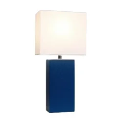 21" Monaco Avenue Modern Leather Table Lamp Blue - Elegant Designs