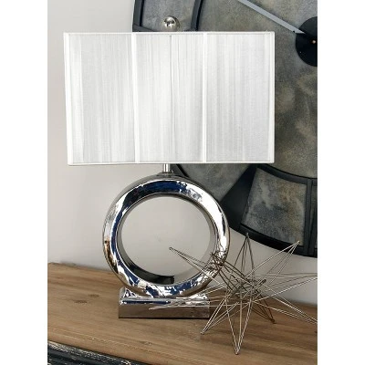 10" x 24" Large Electroplated Metallic Sculpture Ceramic Table Lamp with White/Silver - CosmoLiving by Cosmopolitan 1 10" x 24" Large Electroplated Metallic Sculpture Ceramic Table Lamp with White/Silver - CosmoLiving by Cosmopolitan