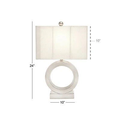 10" x 24" Large Electroplated Metallic Sculpture Ceramic Table Lamp with White/Silver - CosmoLiving by Cosmopolitan 2 10" x 24" Large Electroplated Metallic Sculpture Ceramic Table Lamp with White/Silver - CosmoLiving by Cosmopolitan - Image 2