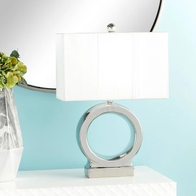 10" x 24" Large Electroplated Metallic Sculpture Ceramic Table Lamp with White/Silver - CosmoLiving by Cosmopolitan 3 10" x 24" Large Electroplated Metallic Sculpture Ceramic Table Lamp with White/Silver - CosmoLiving by Cosmopolitan - Image 3