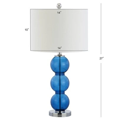 JONATHAN Y 27" (Set of 2) Bella Glass Triple-Sphere Table Lamp (Includes LED Light Bulb) Cobalt - JONATHAN Y 3 JONATHAN Y 27" (Set of 2) Bella Glass Triple-Sphere Table Lamp (Includes LED Light Bulb) Cobalt - JONATHAN Y - Image 3