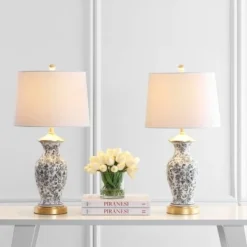 Set of 2 Kaeden Table Lamp (Includes LED Light Bulb) Black/White - Safavieh -Deals A Radiant Den Store unnamed file 4478