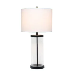 Entrapped Glass Table Lamp with Fabric Shade Black - Lalia Home