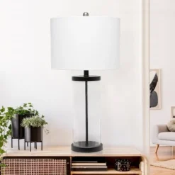 Entrapped Glass Table Lamp with Fabric Shade Black - Lalia Home -Deals A Radiant Den Store unnamed file 451