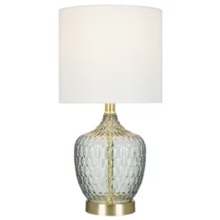 18" Textured Clear Glass Accent Table Lamp with Linen Shade (Includes LED Light Bulb) Gray - Cresswell Lighting 9 18" Textured Clear Glass Accent Table Lamp with Linen Shade (Includes LED Light Bulb) Gray - Cresswell Lighting -Deals A Radiant Den Store unnamed file 4516